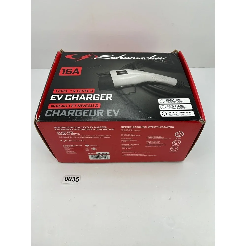 Schumacher EV‎ Charger Level 1 & 2 16A White New